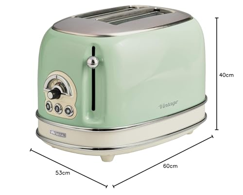Ariete ARPK14 Retro Style Dome Kettle, 2 Slice Toaster and Filter Coffee Machine Set, Vintage Design, Green