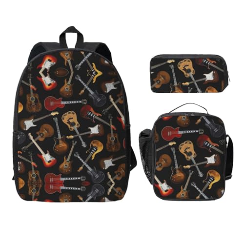 Sac à dos léger guitares EdWal 3 pièces avec trousse à déjeuner noir