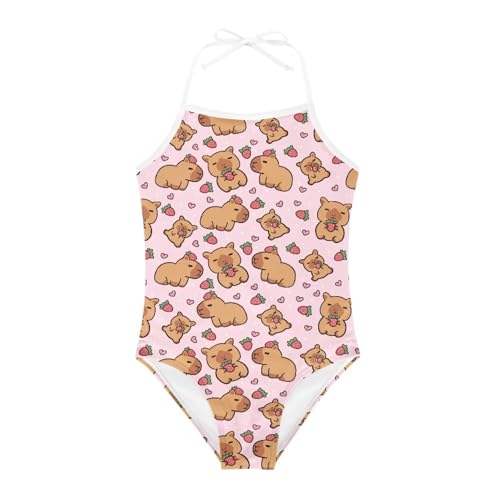Image of Girls One Piece Swimsuit Summer Quick Dry Beach Sport Bathing Suit Halter Strap 1-10 Little Kids Toddler Swimwear