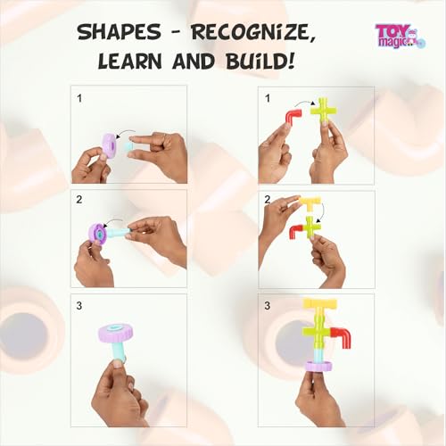 Image of ToyMagic Pipe Building Blocks - 520 Pcs, Large STEM Educational Building Set for Kids, Multicolor Interlocking Tubes, Creative Construction Puzzle, Boosts Problem-Solving Skills, for 3+