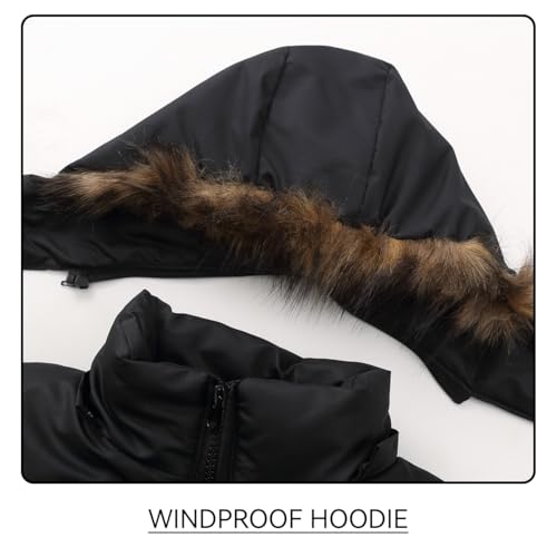 Boy Winter Fleece Coat Puffer Jacket with Faux Fur Hood Long Outwear Kid Clothes3