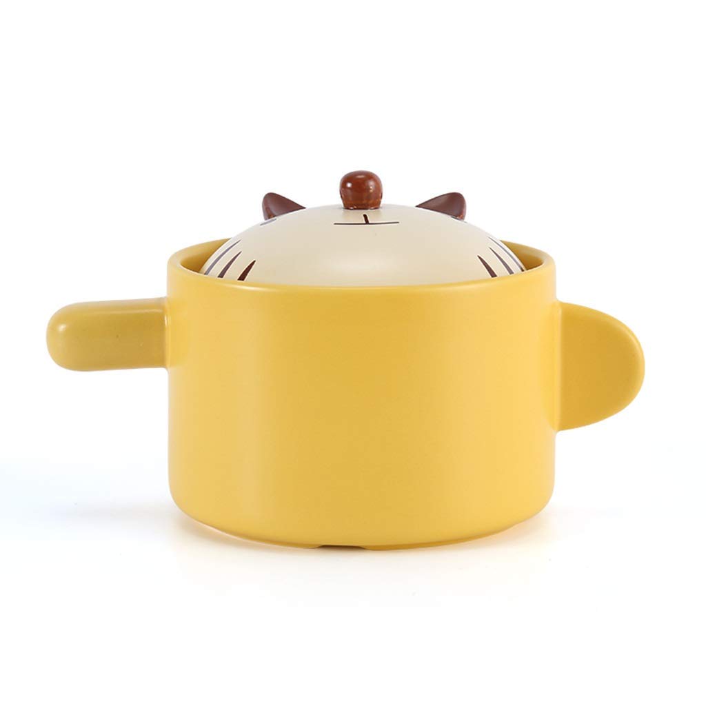 WLD Casserole Cartoon Cute Animal Home Small Mini Ceramic High Temperature Gas Pottery Soup Pot Korean Large Capacity Multi-Function 1.5L / 1-2 People,Cat