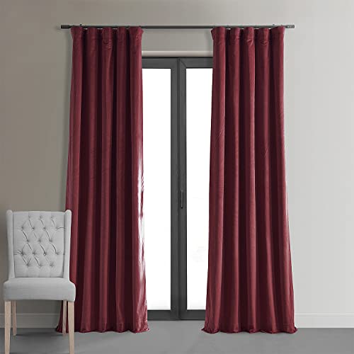 HPD Half Price Drapes Signature Velvet Thermal Blackout Curtains for Living Room 96 Inch Long (1 Panel) Rod Pocket Insulated Blackout Curtains for Bedroom Window Curtains, 50W x 96L, Burgundy