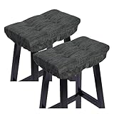 baibu Set of 2 Memory Foam Stool Cushion Rectangular, Dual-Layer Design Bar Stool Cushion Saddle Stool Pad with Ties - 2 Pads Only (Gray-Black, 18x9.5x1.5in)