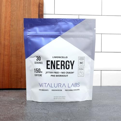 Vitalura Labs Pre-Workout Powder – Caffeine, Theacrine, Rhodiola & L-Theanine for Energy & Endurance – NSF Content Certified – Limoncello Flavored – 30 Servings