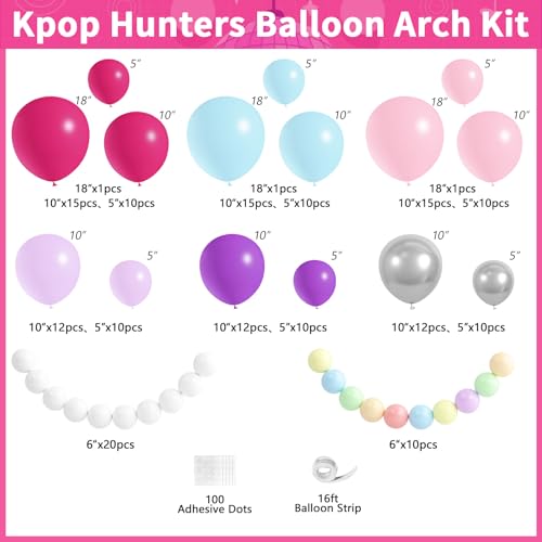 Image of JOGAMS 204Pcs Kpop Music Hunter Balloon Arch Kit,Disco Balloon Arch Kit with Iridescent Star Heart Link Music Note Disco Ball Balloons for Karaoke Songstar Fans Birthday Bachelorette Prom Party
