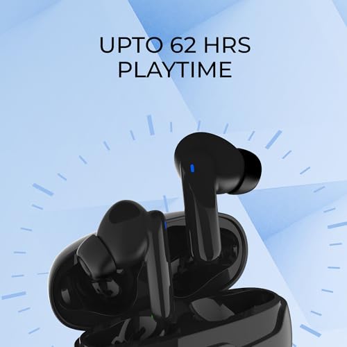 Image of RD WS-80 ZENIC Wireless in Ear Earbuds 15mm Drivers, 62 Hours Playtime, Upto 75ms Low Latency for Gaming, IPX5, Bluetooth 5.3, ENC Noise Cancellation, Smooth Touch Controls Black