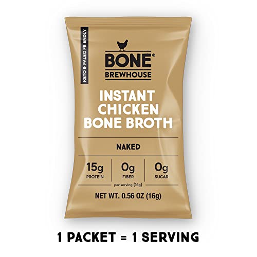 Bone Brewhouse - Unflavored Chicken Bone Broth Protein Powder - Keto & Paleo Friendly - Instant Soup Broth - 15g Protein - Natural Collagen, Gluten-Free & Dairy free - Pack of 9-45 Servings