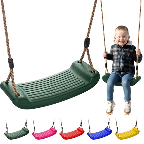 Altalena per Bambini da Giardino e Interno – Sedile Altalena in Plastica Resistente alle Intemperie con Corda Regolabile – Seggiolino di Ricambio per Set Gioco, Alberi e Strutture Arrampicata Giallo
