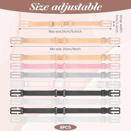 8PCS Women's Non-slip Elastic Bra Strap Holder for Slipping, Adjustable Bra Strap Holder Back - Conceal Straps Keep Bra Straps In Place3