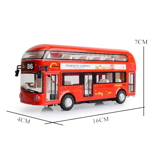 Image of DEUSON ECOM Double Decker Bus Bus Toy Bus Diecast Metal Alloy Light Music Open Door Collection Bus Toys For Boy Kids, Multicolor