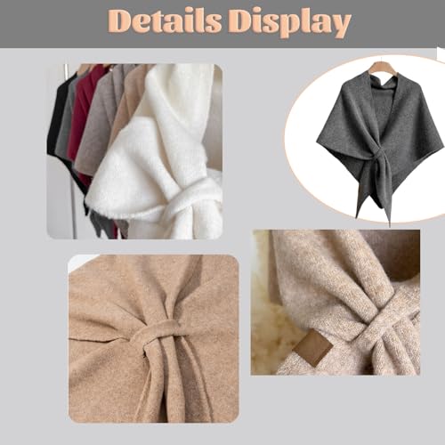 Women'S Solid Color Wool Blend Shawl, New Fashionable Triangle Shawl Scarf for Women, Soft & Comfortable3