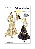 Simplicity SS9816A Misses' Vintage 1970's Blouse and Skirts Sewing Pattern Kit, Design Code S9816, Sizes S-M-L-XL