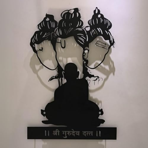 Image of Artrooms Shree Swami Samarth Metal Wall Art | Wall Decoration & Wall Hanging | 17x25 Inch | Matte Black Finish | Spiritual, Temple, Home & Office Decor