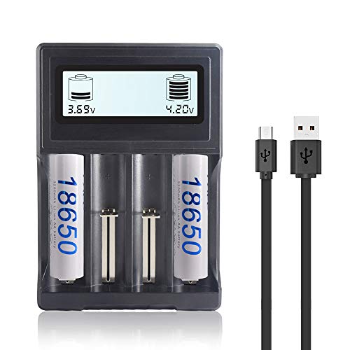 PALO 4 Bay 18650 Charger Fast 3.7V Li-ion Battery Charger for 18650 26650 22650 26500 18490 17670 17500 17355 16340