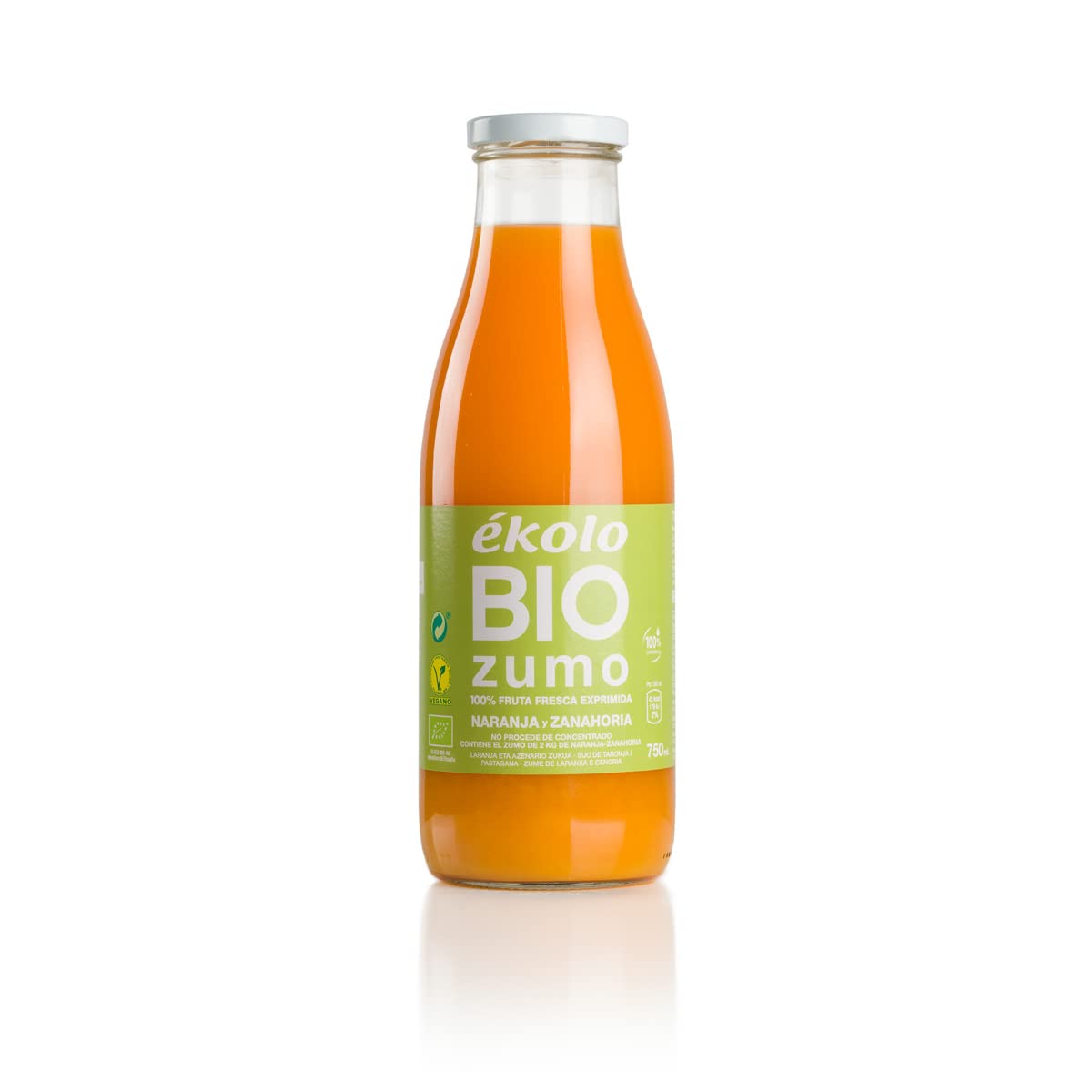 Ekolo Zumo de Naranja, Zanahoria y Limón Ecológico 100% Exprimido 6 x 750 ml