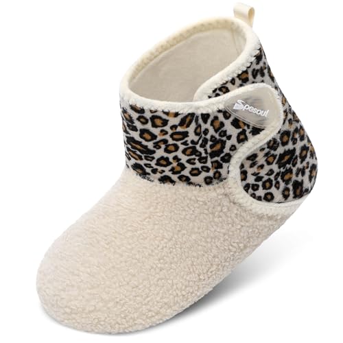 Spesoul Womens Mens Slipper Boots Fuzzy House Slippers Non Slip Slipper Socks Adjustable Bootie Slippers for Indoor and Outdoor