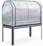 JustSmart Hochbeet 120x60x140 cm - Rückenschonend, Rostgeschütztes Metall, Inklusive PE-Gewächshaus, Schutz Vor Kälte Und Wind, Und Kompakte Maße