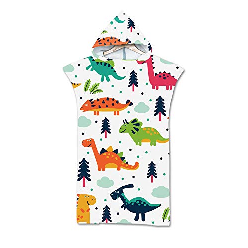 Fansu Poncho Toalla con Capucha, Microfibra Adulto Verano Playa Natación Surf Albornoz para Cambiarse de Ropa Toalla de Albornoces Nadar Playa Baño (75 * 110cm,Dinosaurio Verde)