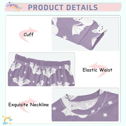 Pajama Sets Long Sleeve Cute Bats Flying Stars Soft Comfy Sleepwear 2 Piece PJS 3-8T4