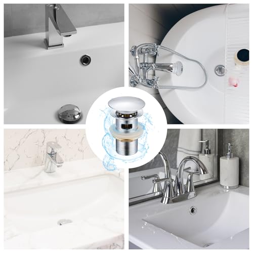 Sudnsadaks Waschbecken Ablaufgarnitur, Universal Ablaufgarnitur, Pop Up Ventil Ablaufventil Abflussgarnitur aus Edelstahl Waschbeckenstöpsel für Waschbecken, Waschtisch, Badezimmer