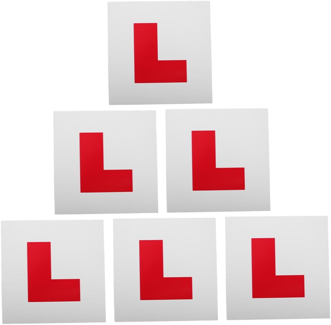 6pcs Magnetic Learner Driver Plates Set Red 0.6mm Thick Magnetic Backing Easy Fit Removable Car Signs for Front and Rear Use