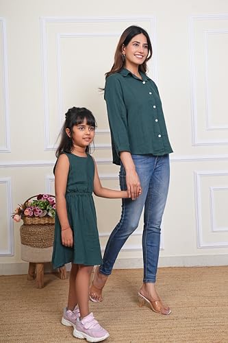 Image of Maaesa Women & Girls Mother Daughter Matching Shirt Combo || Rayon Tie-Dyed Shirt || Full Sleeve || Casual Wear || Family Twinning Outfit