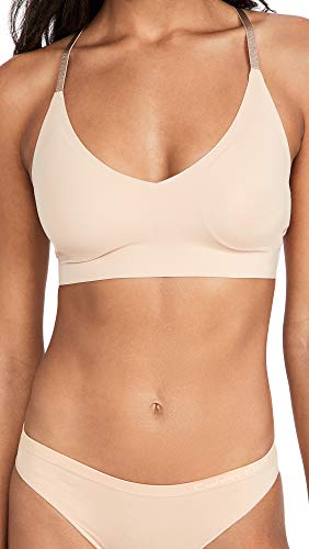 Calvin Klein Sutiã feminino Invisibles Comfort levemente forrado sem costura triângulo sutiã, Costas nadador de renda nua, G