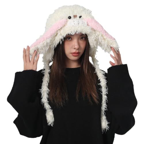 Bonnet pelucheux à longues oreilles de lapin pour vos sorties