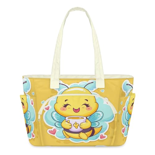 Sac fourre-tout abeille pour femme en tissu matelassé léger