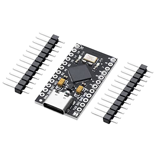 Image of AZDelivery Compatible with Pro Micro ATMEGA32U4 5V/16MHZ Development Board Microcontroller Module with Bootloader IDE Development Board with 2 Row Pin Header USB C