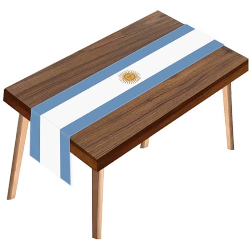 NOVDEK Argentina Table Runner,Argentine Flag Tablecloth,Durable 150D Kitchen Dining Decor,Home Desk Decorations Cloth for Bridal Shower Living Room 12×72inch