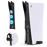 Cooling Fan for PS5, Cooler for PS5 with Headset Holder 2-in-1 Set, Auarte Fans Accessories for PS5 with 3 Quiet Cooler Fans, Extra USB Port, for Playstation 5 Disc and Digital Edition