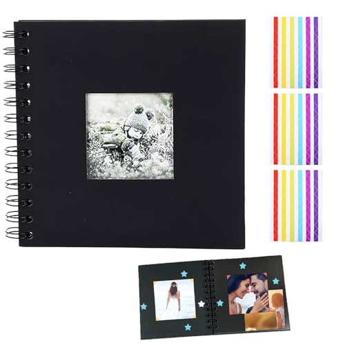 Album Fotografico Scrapbook con 40 Pagine Bianche,Libro dei Ricordi Personalizzabile Fai da Te a Spirale in Nero,per Incollare Foto,per Compleanno,Matrimonio,Famiglia,Viaggi e Amici