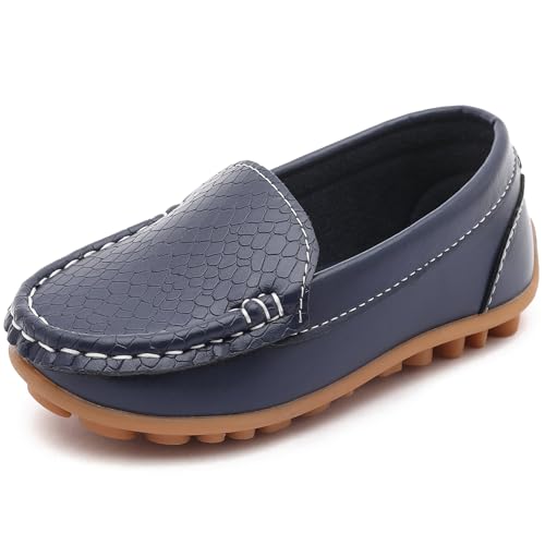 Image of Boys Loafers PU Leather Slip-On Toddler Dress Shoes Non-Slip Sole Kids Moccasins for School Events and Daily Wear