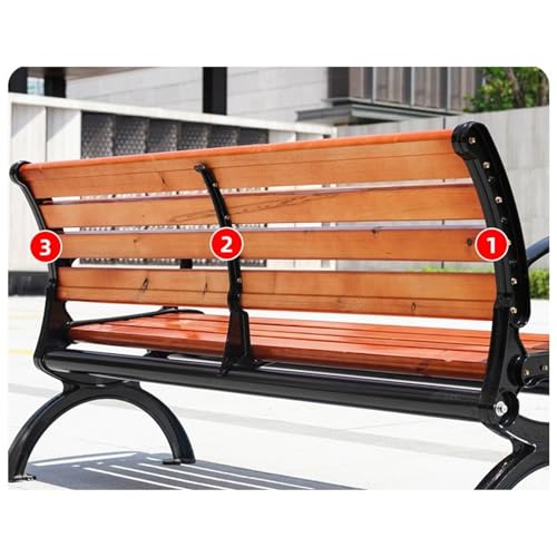 Banc de parc robuste de 47,2 pouces avec dossier, finition haut de gamme - 4