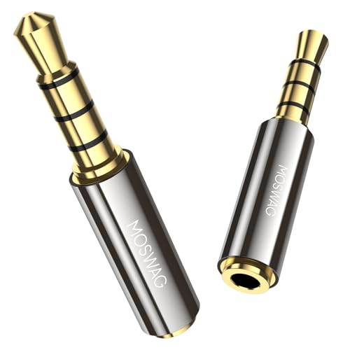 MOSWAG 3.5mm Male to 2.5mm Female Audio Headphone Adapter, 1/8'' Male to 2.5mm Female Stereo Audio Connector Gold Plated Compatible with iPhone, iPod, MP3 Player, CD Player, Earphone 2Pack