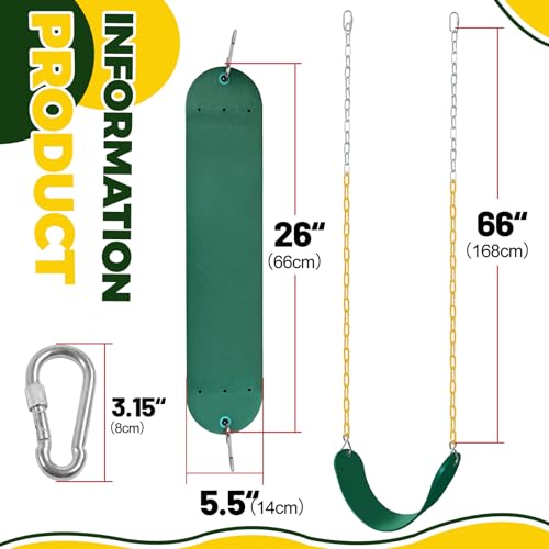 Image of Swings Set - 2-Pack Suitable for Kids and Adults, Comes with Hooks & Chains, Perfect for Backyard