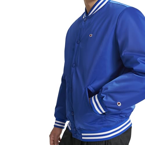 Image of Champion Men's Logo Striped-trim Varsity Jacket