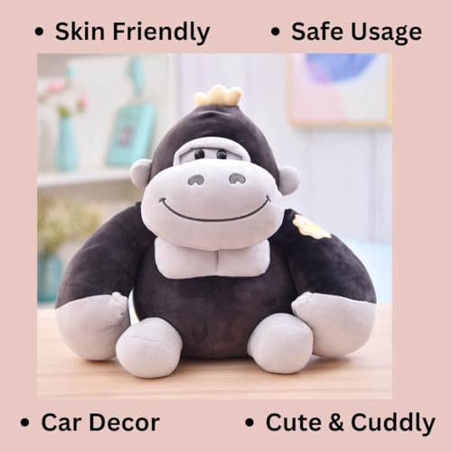 Image of A Little Swag Cute Set of 3 Gorilla Stuffed Toys - 25 cm Animal Figure Plush Teddy Bear for Boys, Girls, Kids, Birthday Gift, Car Hanging, Home Decor