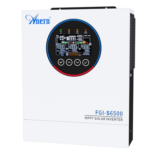 Anern 6500W Hybrid Wechselrichter Solar 48Vdc zu AC 230V PV 500VDC Off Grid Reine Sinus Welle Solar Wechselrichte Überlastkapazität 9000W. 120A MPPT Für Bleisäure- und Lithium-Batterien mit WiFi-Modul