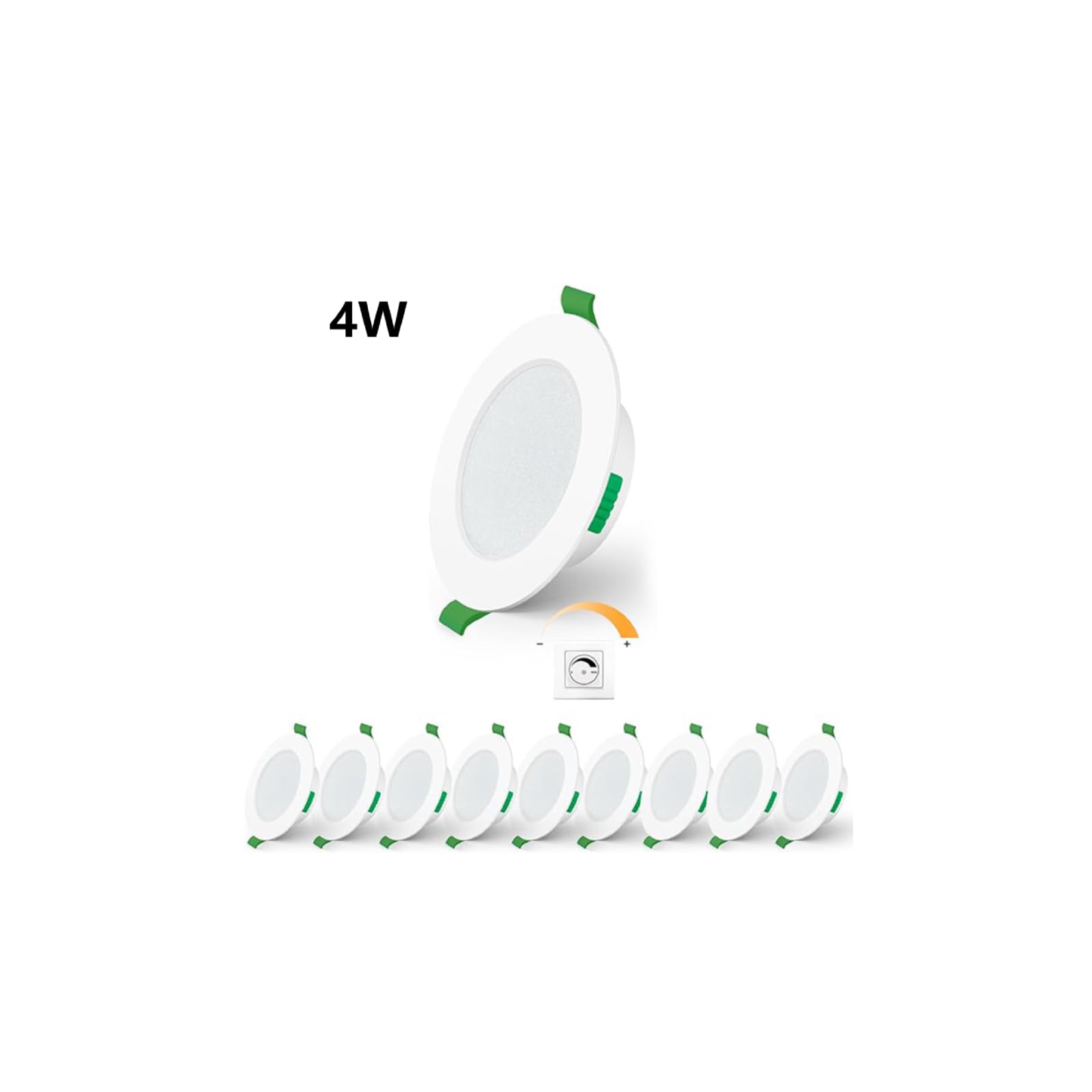 Multpow 6 Pack LED Recessed Ceiling Lights, 4W Spot Lights Ceiling, Downlights for Ceiling Dimmable 2700k-6500k IP44 Cutout Φ67-78mm for Bathroom, Kitchen, Living Room, Bedroom