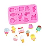 DUBENS Moldes para helados y fondant, mini helados para decorar tartas, moldes de silicona para cupcakes, dulces, chocolate, mousse, jabón, velas, fiesta de cumpleaños