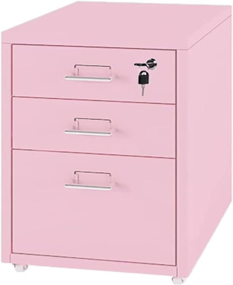Aioneer File Cabinet File Cabinet With 3 Drawer, Metal Mobile File Cabinet With Lock Casters, Under Desk Metal Locker Cabinet For