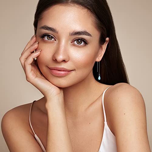 Aquamarine Earrings 925 Sterling Silver Earrings Pull Through Earrings Chain Earrings Tassel Earrings For Women For Women Trendy #TOP1