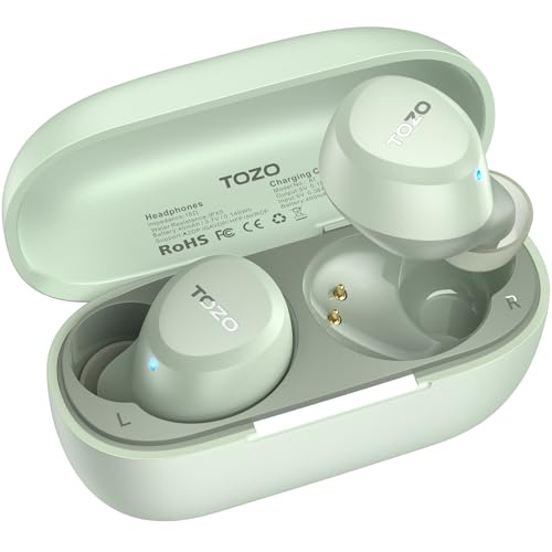 TOZO A1 Wireless Earbuds Bluetooth 5.3 Light Weight in Ear IPX5 Waterproof Headphones 2 Mic for AI Calls, Immersive Premium Sound Bass Headset with Charging Case, 32 Presets EQ Customization via App