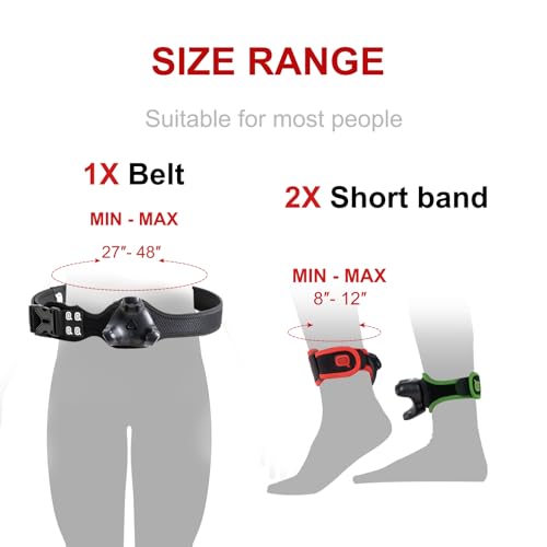 Image of QOi Trackerstraps for Vive Tracker 3.0, 2.0, Tundra Tracker, Vive UltimateTracker Empower Full Body Tracking in VR Chat,and Other FBT Apps(Tracker Sold Separately) 1XBelt 2XShort Band Green and Red
