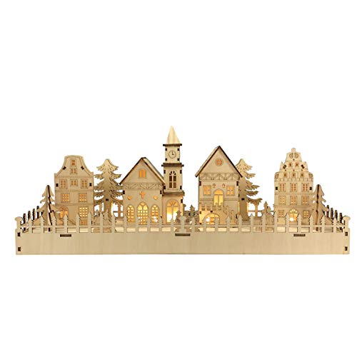 Selections Pre Lit LED Wooden Traditional Christmas Village Scene Decoration