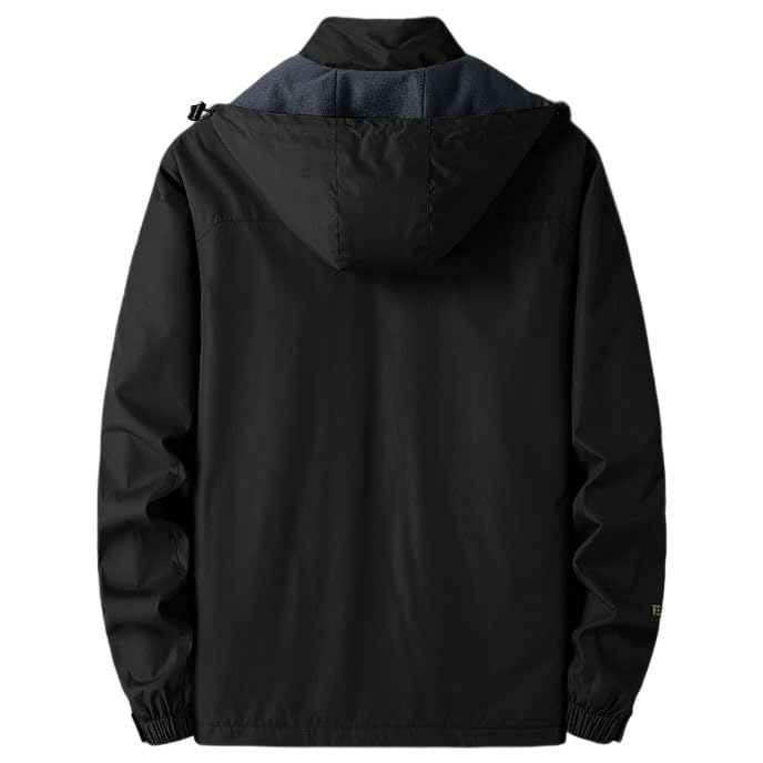 Men's Waterproof Rain Jacket Lightweight Raincoat Hooded Trench Outdoor Windbreaker for Hiking Travel3