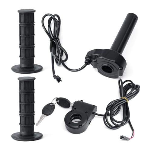 Erchon Full Twist Throttle Compatible with Ridstar Q20 Electric Dirt Bike E-Bike Throttle Grip Cable Kit w/Rolling Bearing Ignition Switch Replacement Part